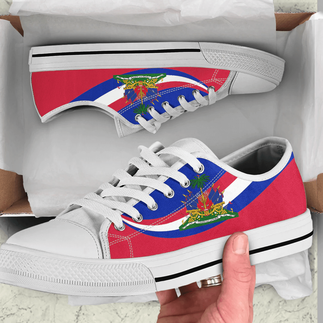 Shoes Haiti Coat Of Arms And Flag Low Top Shoes