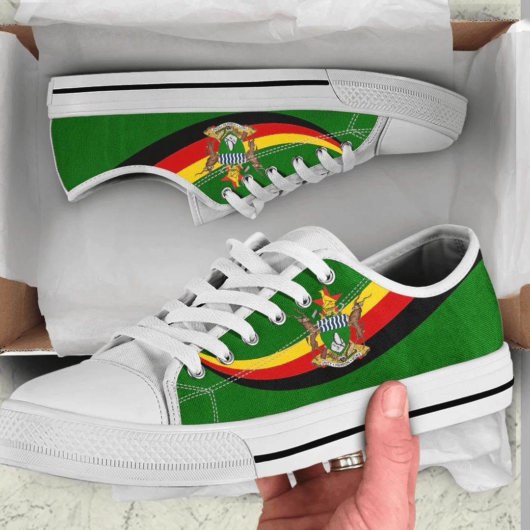 Shoes Zimbabwe Coat Of Arms And Flag Low Top Shoes