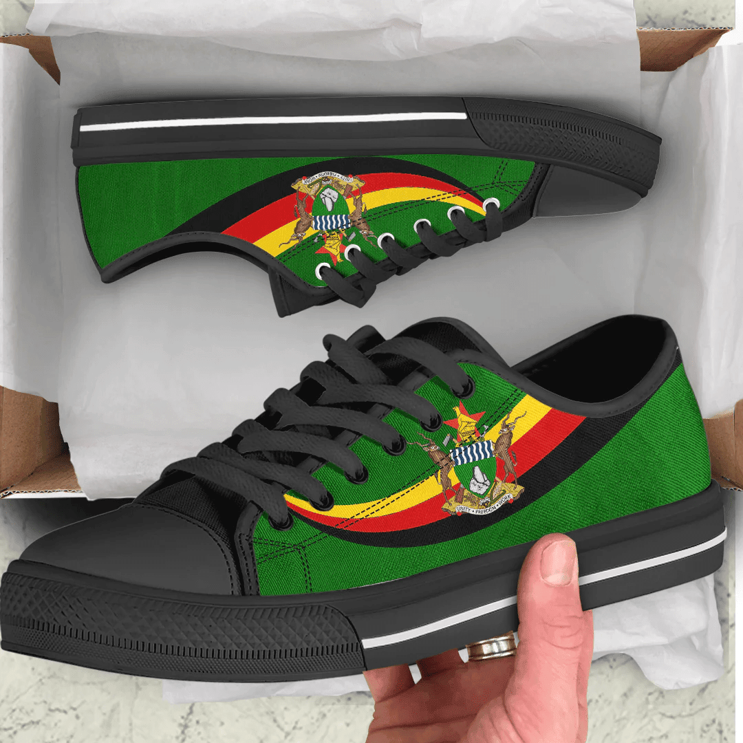 Shoes Zimbabwe Coat Of Arms And Flag Low Top Shoes