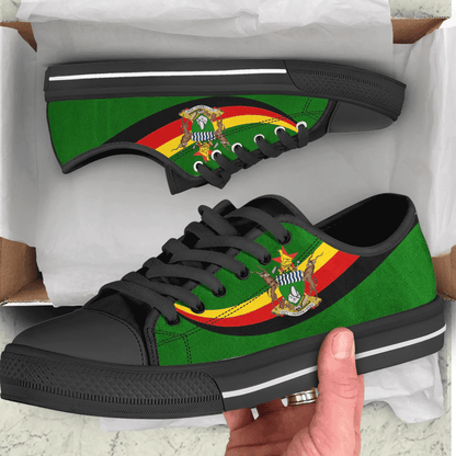 Shoes Zimbabwe Coat Of Arms And Flag Low Top Shoes
