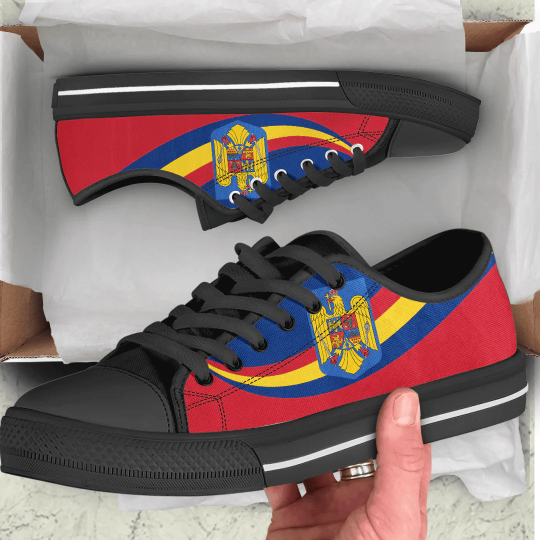 Shoes Romania Coat Of Arms And Flag Low Top Shoes