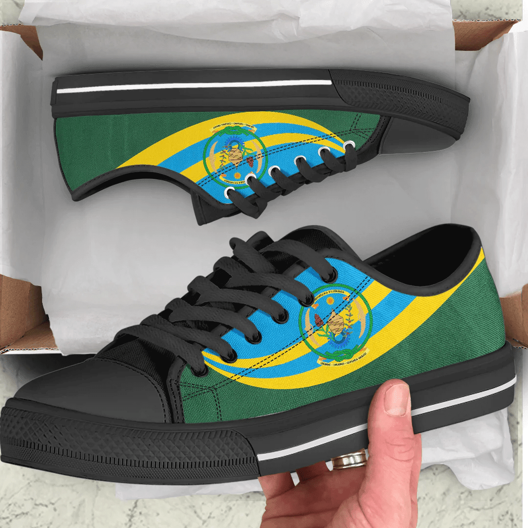 Shoes Rwanda Coat Of Arms And Flag Low Top Shoes
