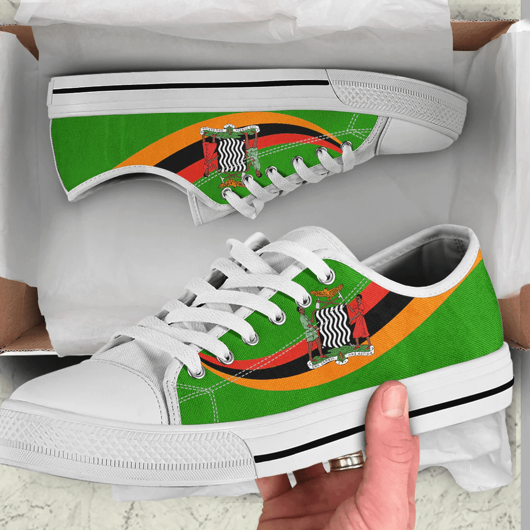 Shoes Zambia Coat Of Arms And Flag Low Top Shoes