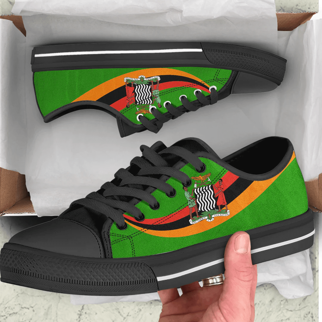 Shoes Zambia Coat Of Arms And Flag Low Top Shoes