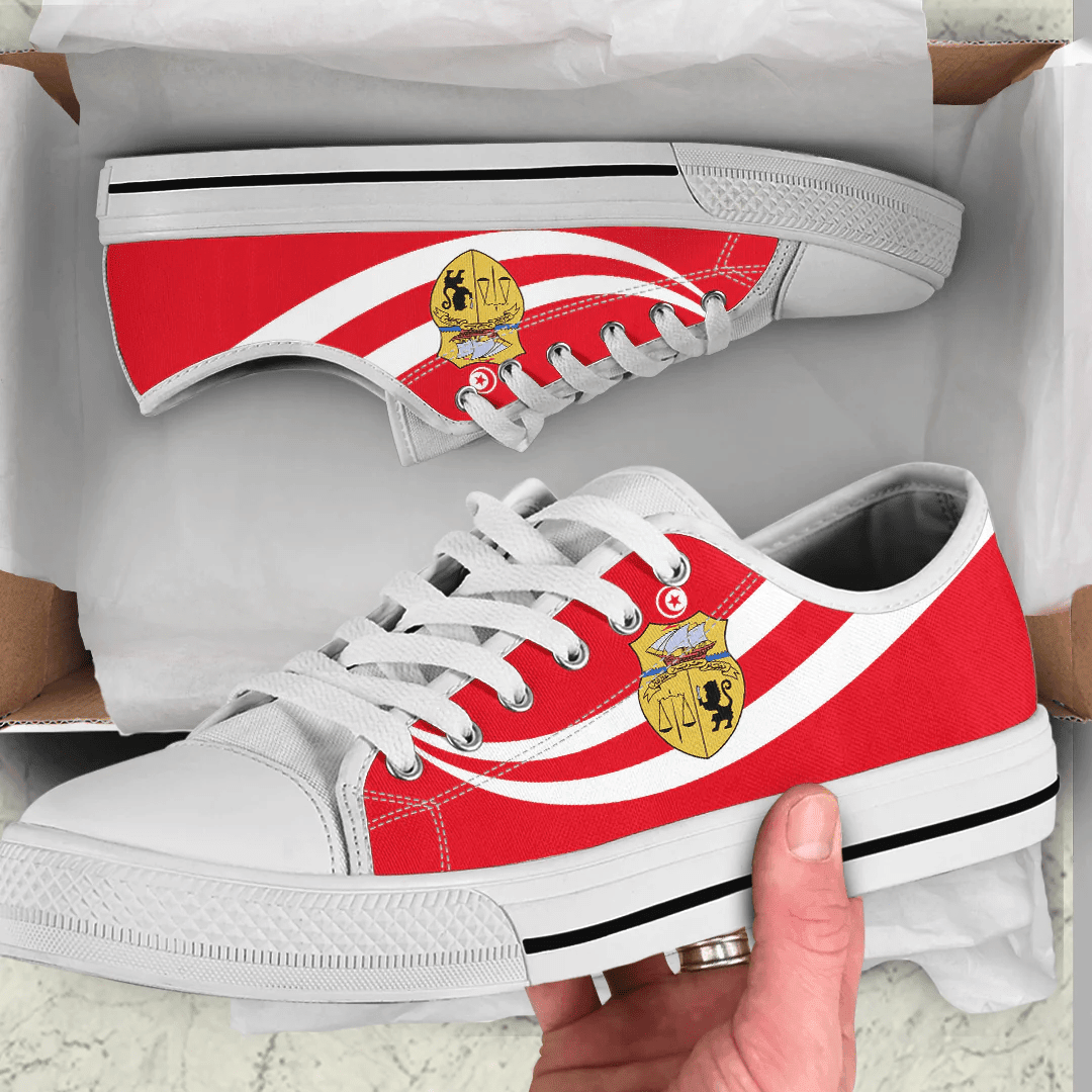 Shoes Tunisia Coat Of Arms And Flag Low Top Shoes