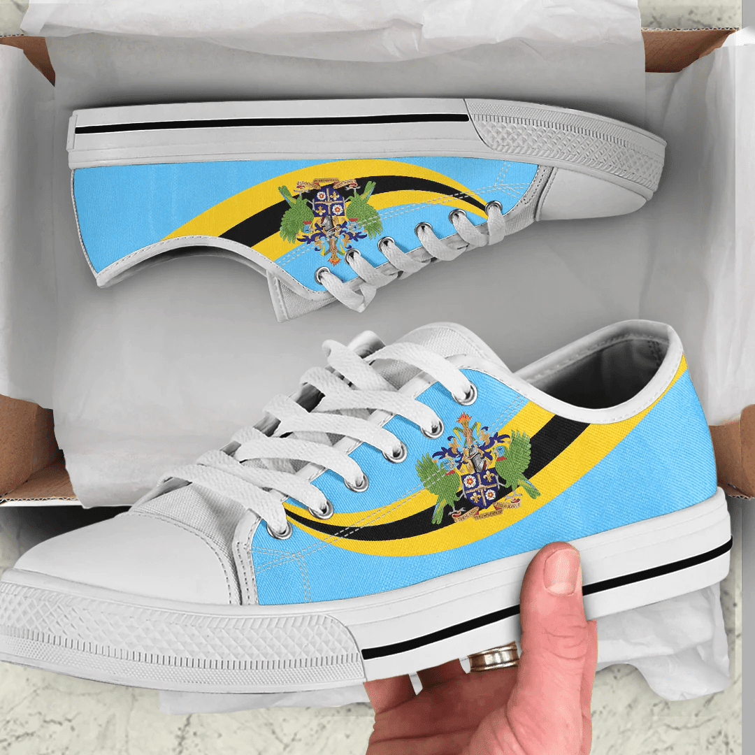 Shoes Saint Lucia Coat Of Arms And Flag Low Top Shoes
