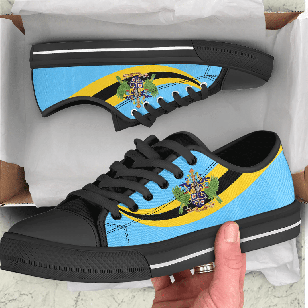 Shoes Saint Lucia Coat Of Arms And Flag Low Top Shoes