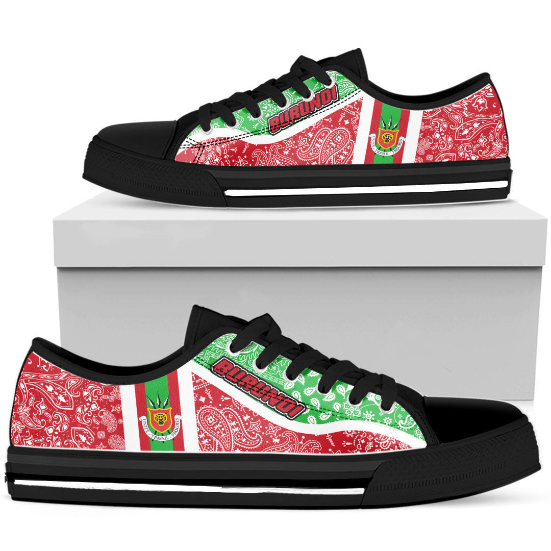 Shoes Burundi Red Verison Low Top Shoes Paisley Bandana Special Style
