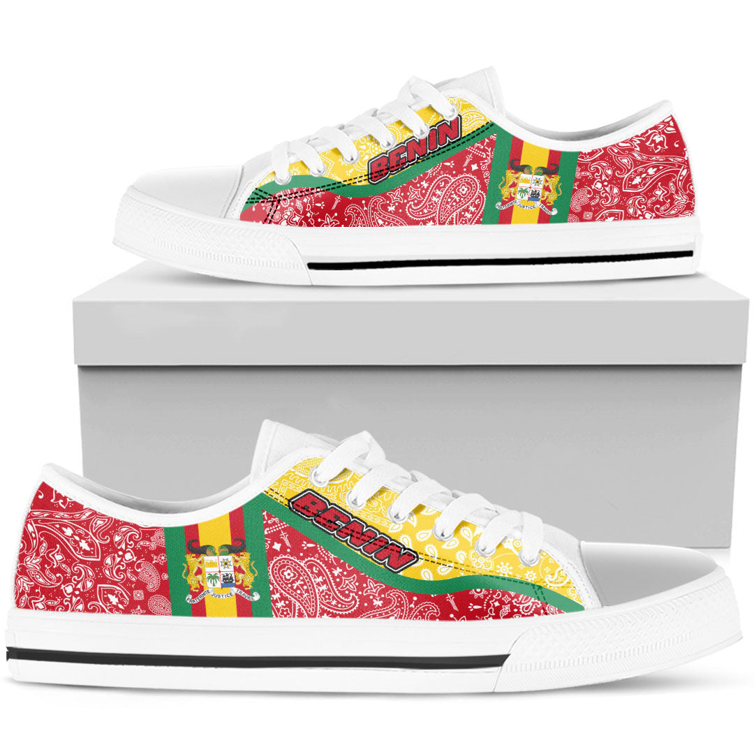 Shoes Benin Red Version Low Top Shoes Paisley Bandana Special Style