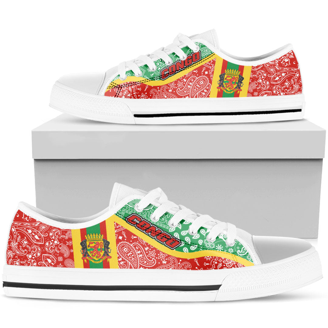 Shoes Republic Of The Congo Red Version Low Top Shoes Paisley Bandana Special Style