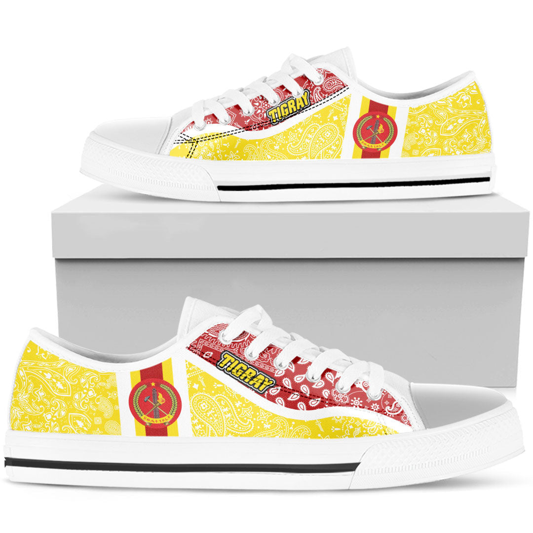 Shoes Tigray Yellow Version Ethiopia National Regional States Low Top Shoes Paisley Bandana Special Style