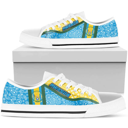 Shoes Rwanda Blue Version Low Top Shoes Paisley Bandana Special Style