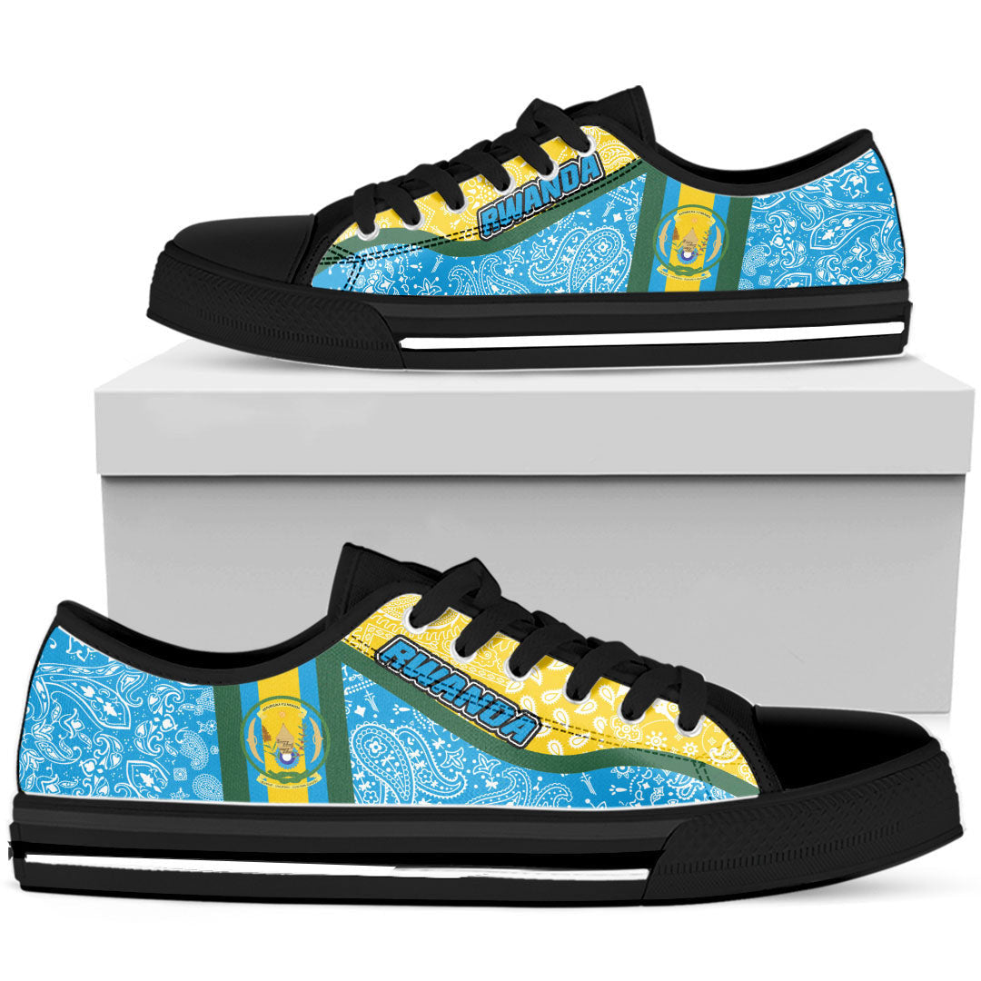 Shoes Rwanda Blue Version Low Top Shoes Paisley Bandana Special Style