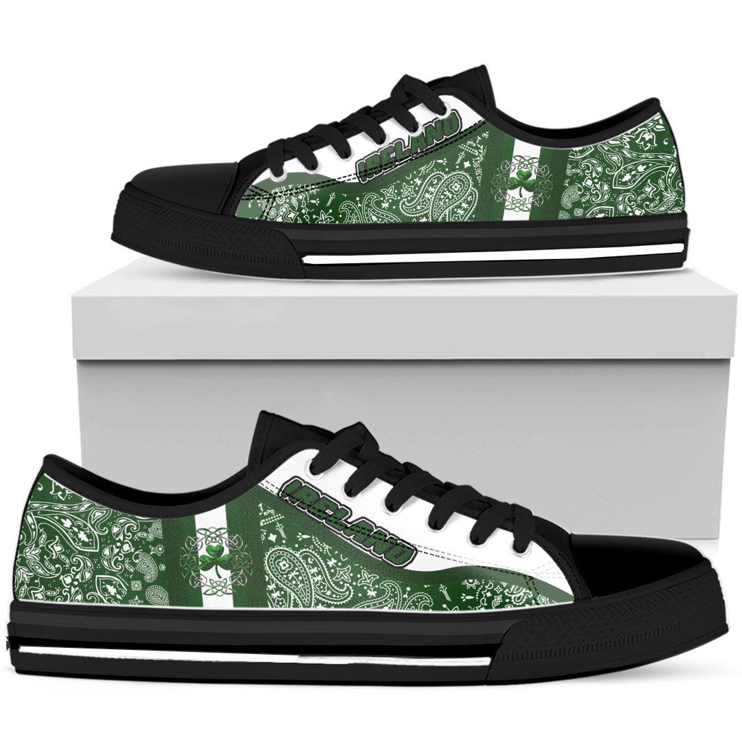 Shoes Ireland Irish Celtic Shamrock Low Top Shoes Paisley Bandana Special Style