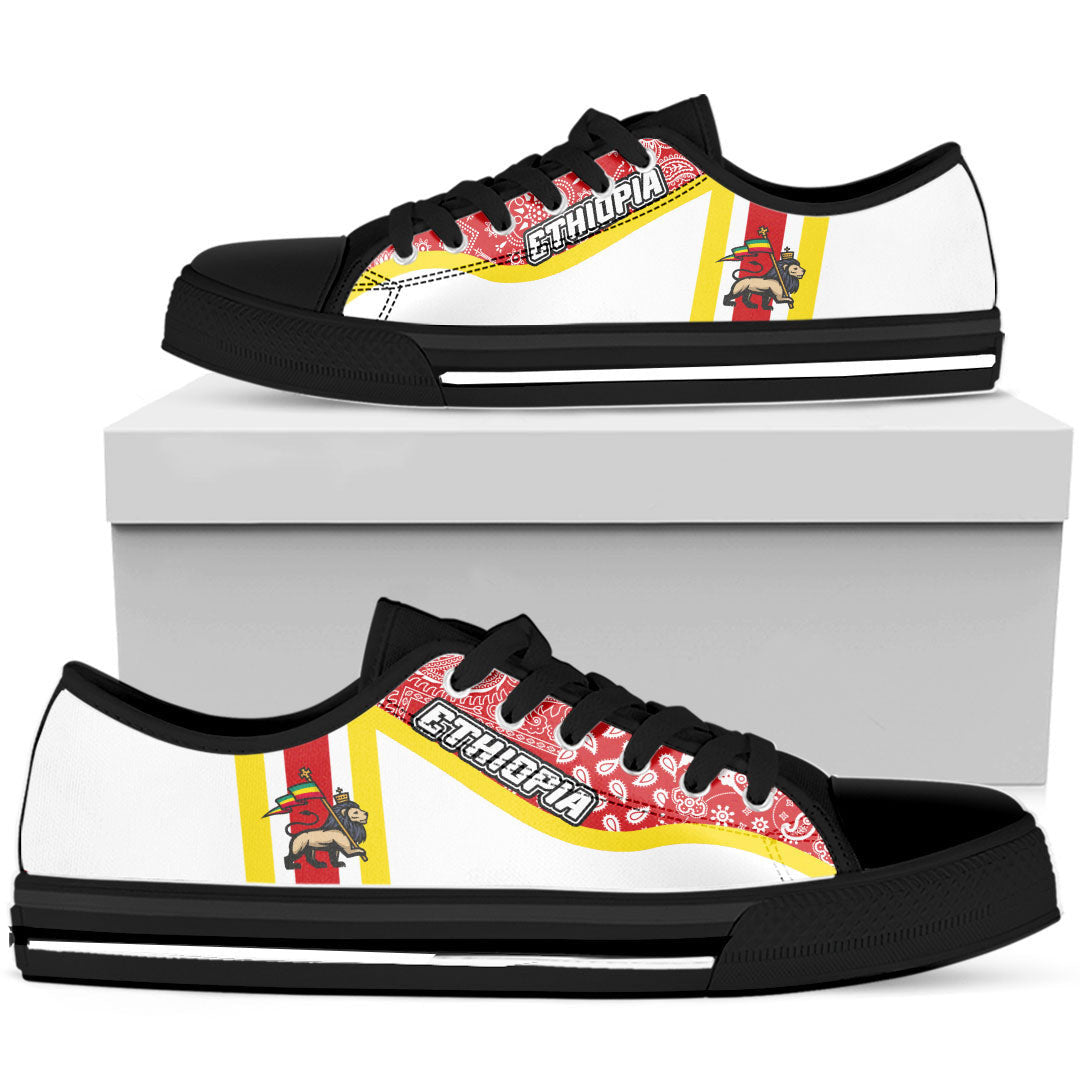 Shoes Ethiopia White Version Low Top Shoes Paisley Bandana Special Style
