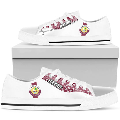 Shoes Qatar White Version Low Top Shoes Paisley Bandana Special Style