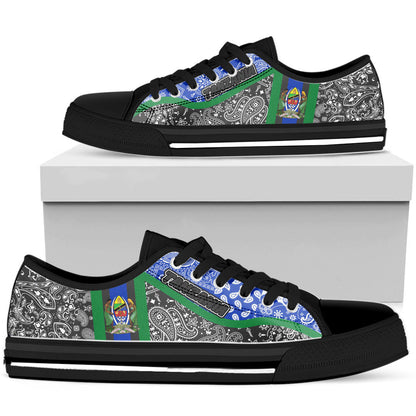 Shoes Tanzania Black Version Low Top Shoes Paisley Bandana Special Style