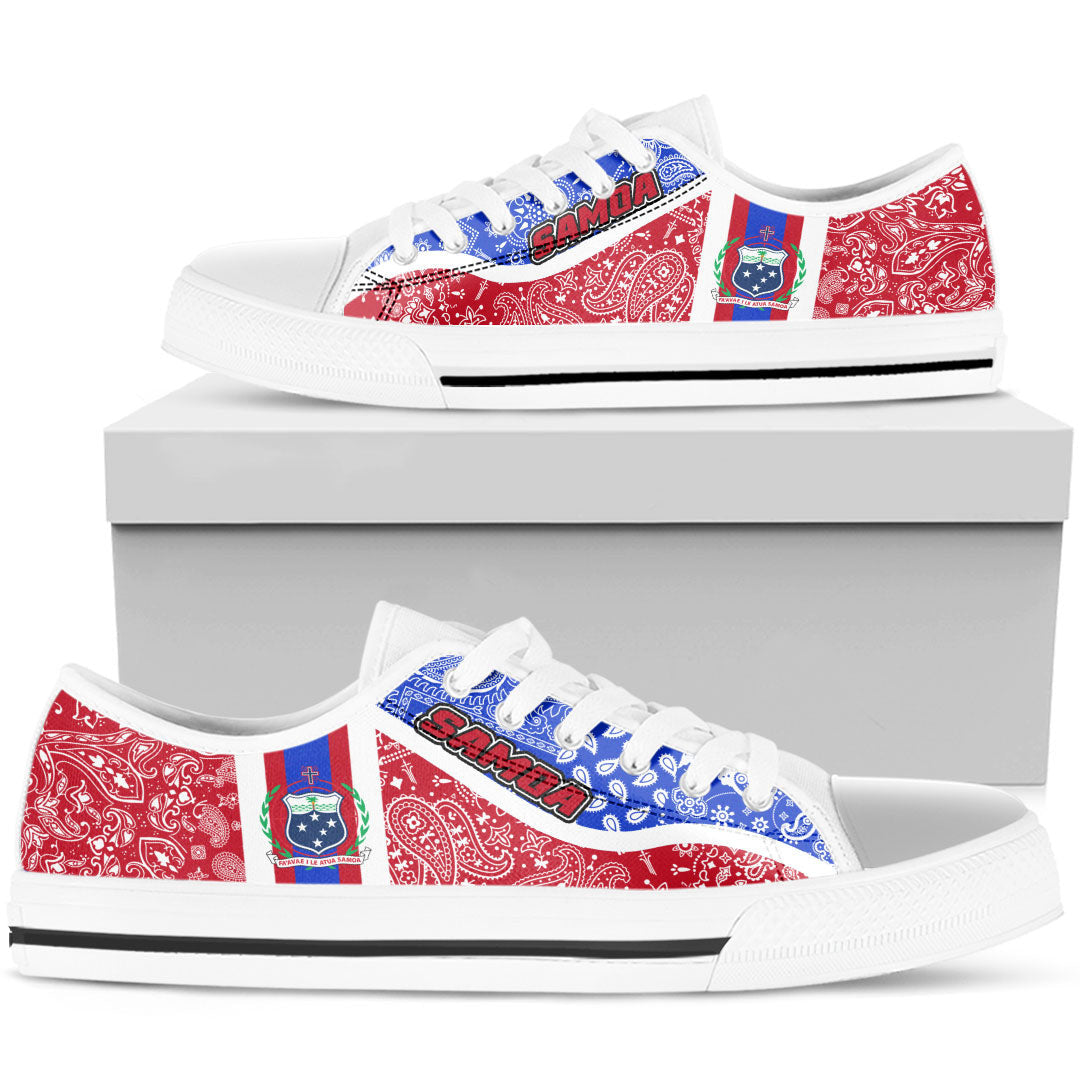 Shoes Samoa Red Version Low Top Shoes Paisley Bandana Special Style