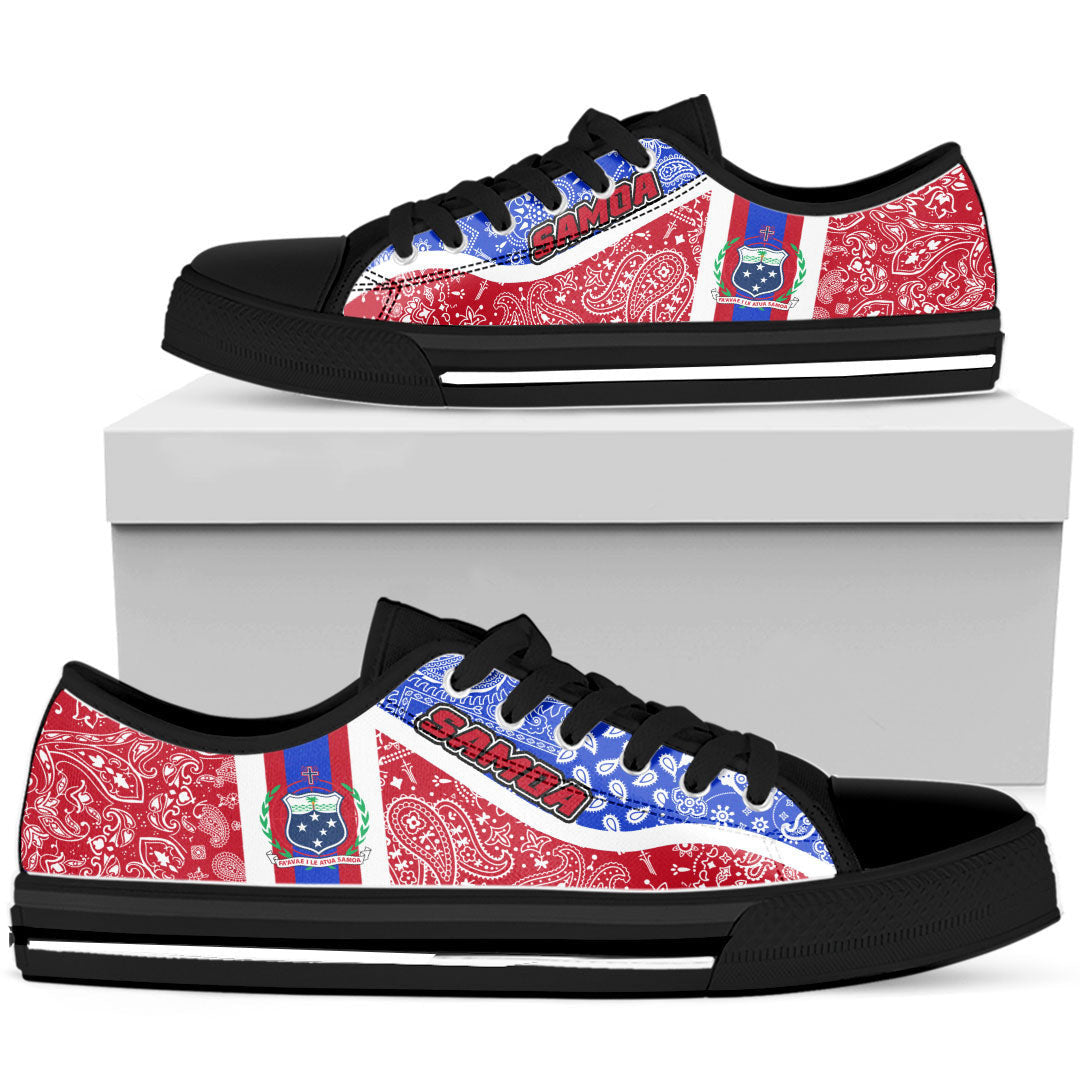 Shoes Samoa Red Version Low Top Shoes Paisley Bandana Special Style