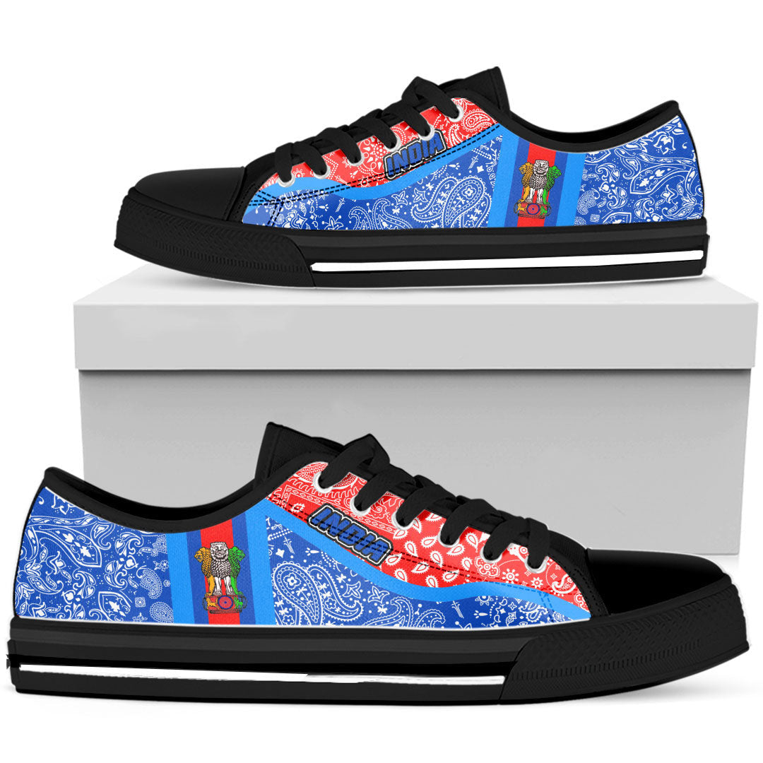 Shoes India Blue Version Low Top Shoes Paisley Bandana Special Style