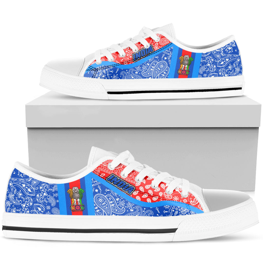Shoes India Blue Version Low Top Shoes Paisley Bandana Special Style