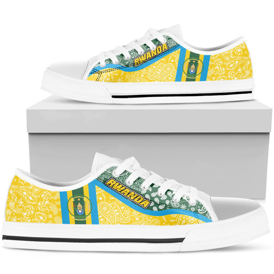 Shoes Rwanda Yellow Version Low Top Shoes Paisley Bandana Special Style
