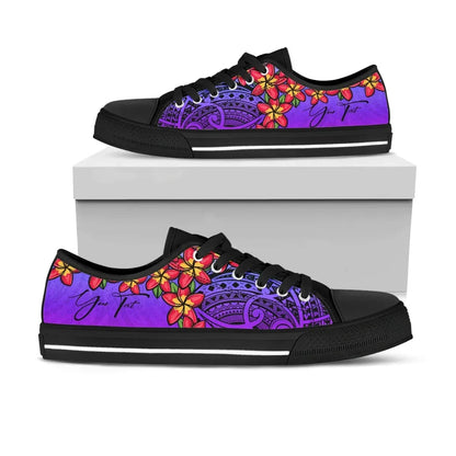 Custom Polynesian Plumeria Purple Low Top Shoes Personal Signature