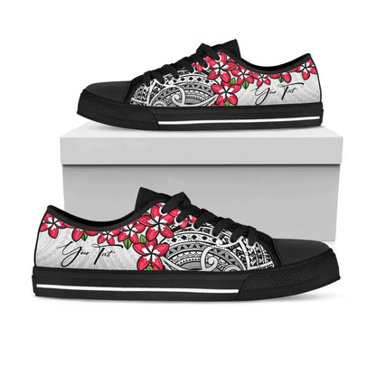 Custom Polynesian Plumeria White Low Top Shoes Personal Signature