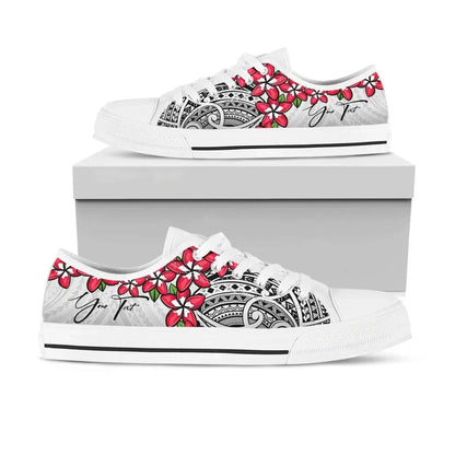 Custom Polynesian Plumeria White Low Top Shoes Personal Signature