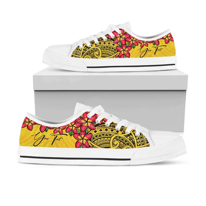 Custom Polynesian Plumeria Yellow Low Top Shoes Personal Signature