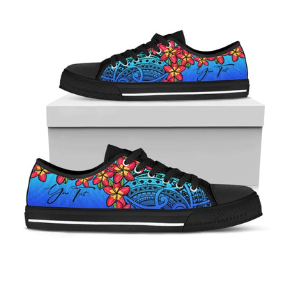 Custom Polynesian Plumeria Blue Low Top Shoes Personal Signature