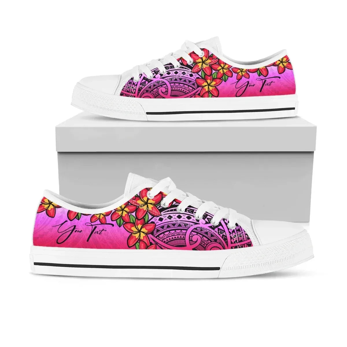 Custom Polynesian Plumeria Pink Low Top Shoes Personal Signature