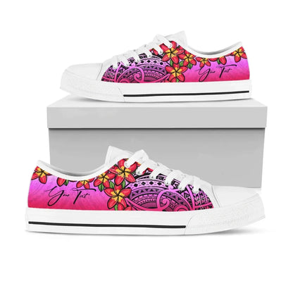 Custom Polynesian Plumeria Pink Low Top Shoes Personal Signature