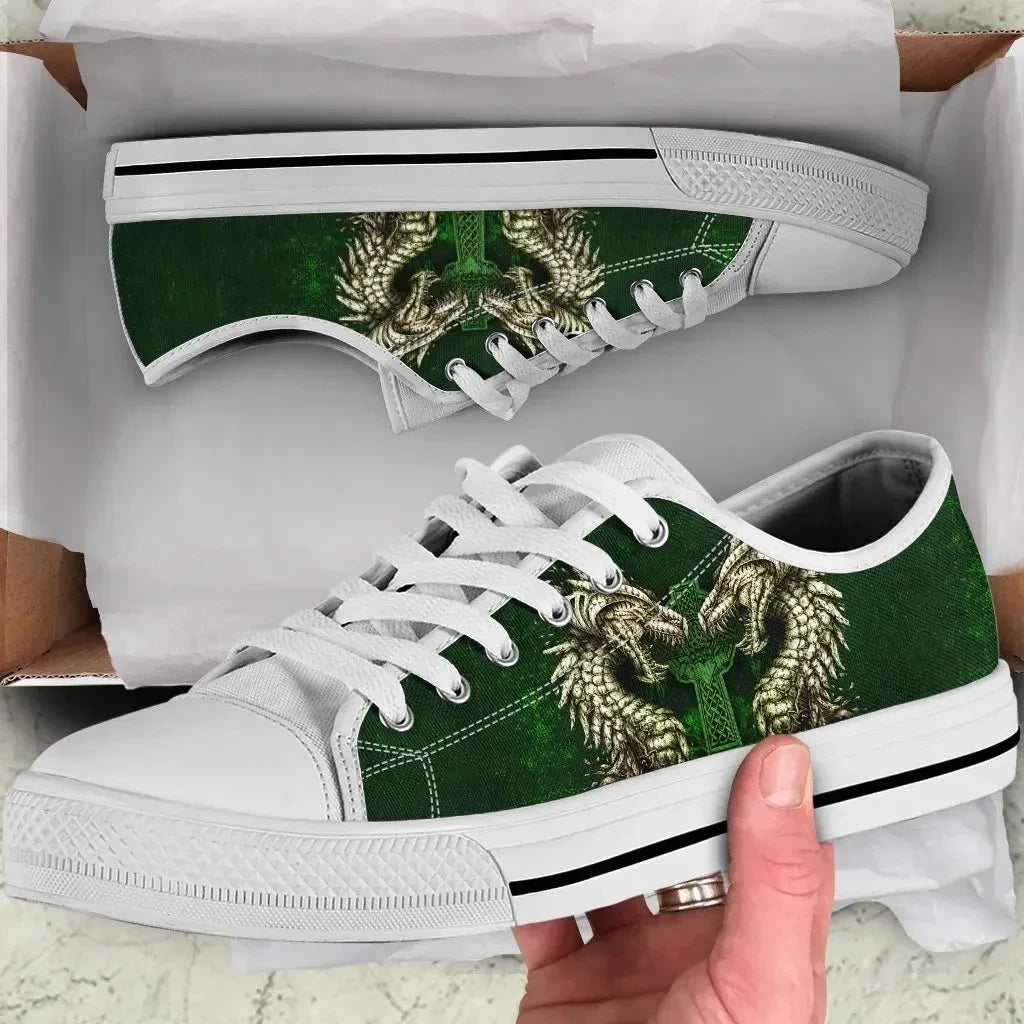 Ireland Celtic Low Top Shoes Dragon & Claddagh Cross