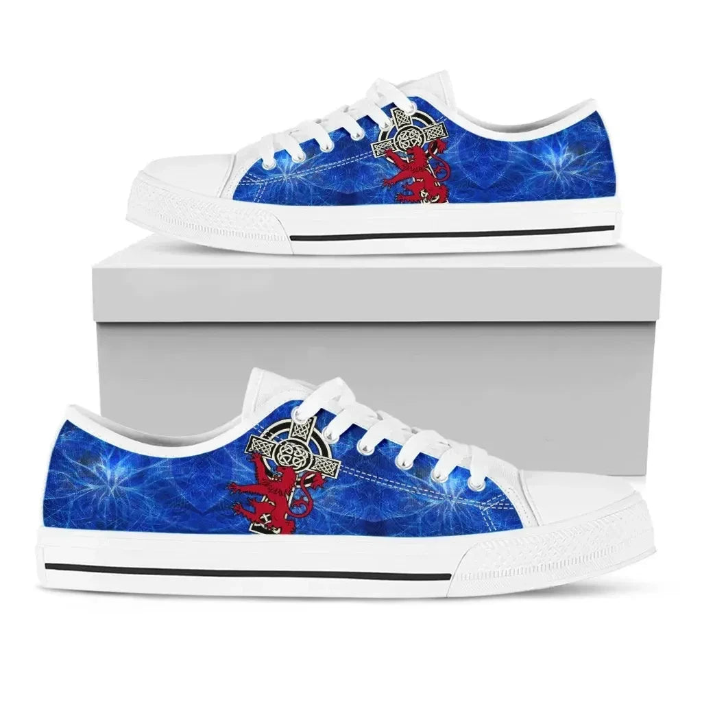 Scotland Celtic Low Top Shoes Celtic Cross & Rampant Skew Style
