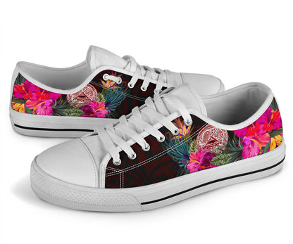 American Samoa Low Top Shoe Coat Of Arm With Polynesian Patterns