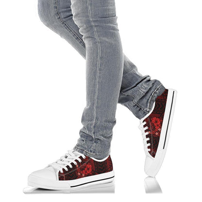 Polynesian Hawaii Low Top Shoe Humpback Whale With Hibiscus Red