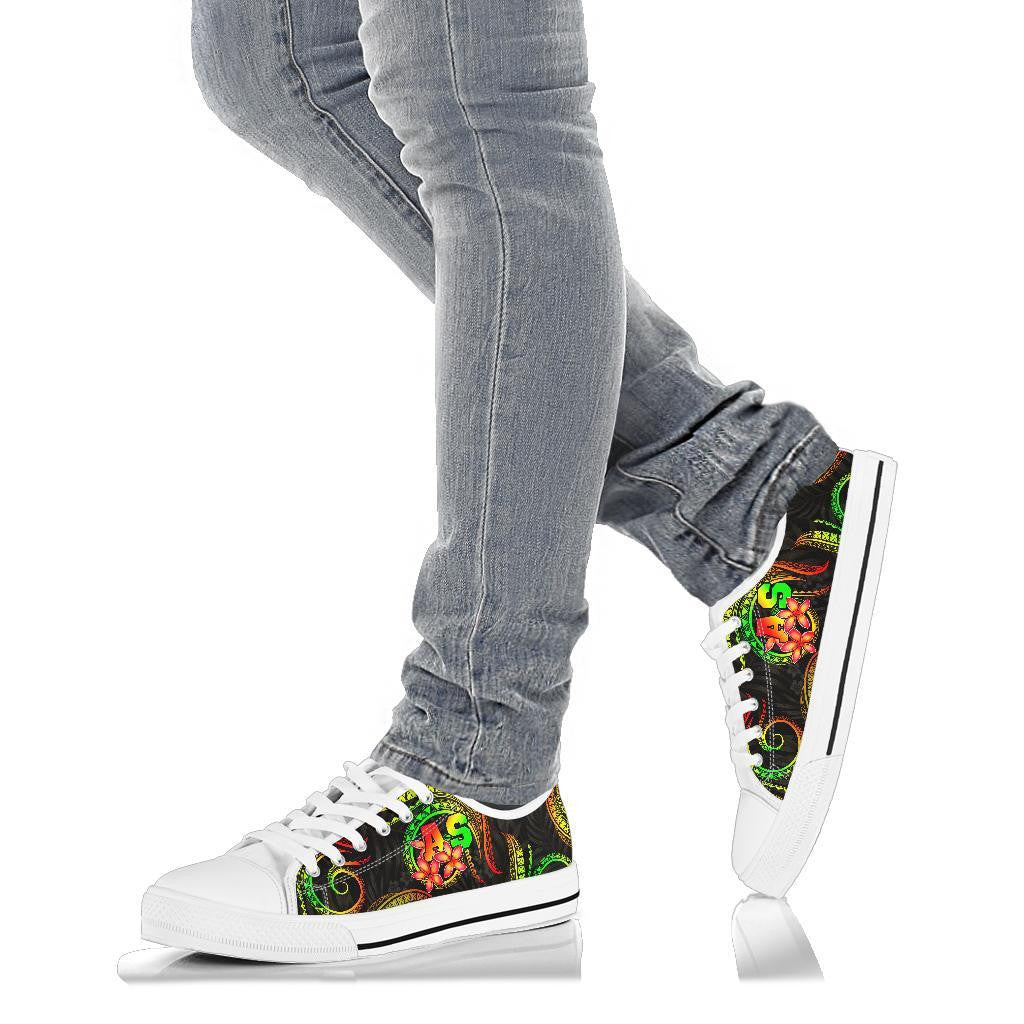 American Samoa Polynesian Low Top Shoes Reggae Plumeria