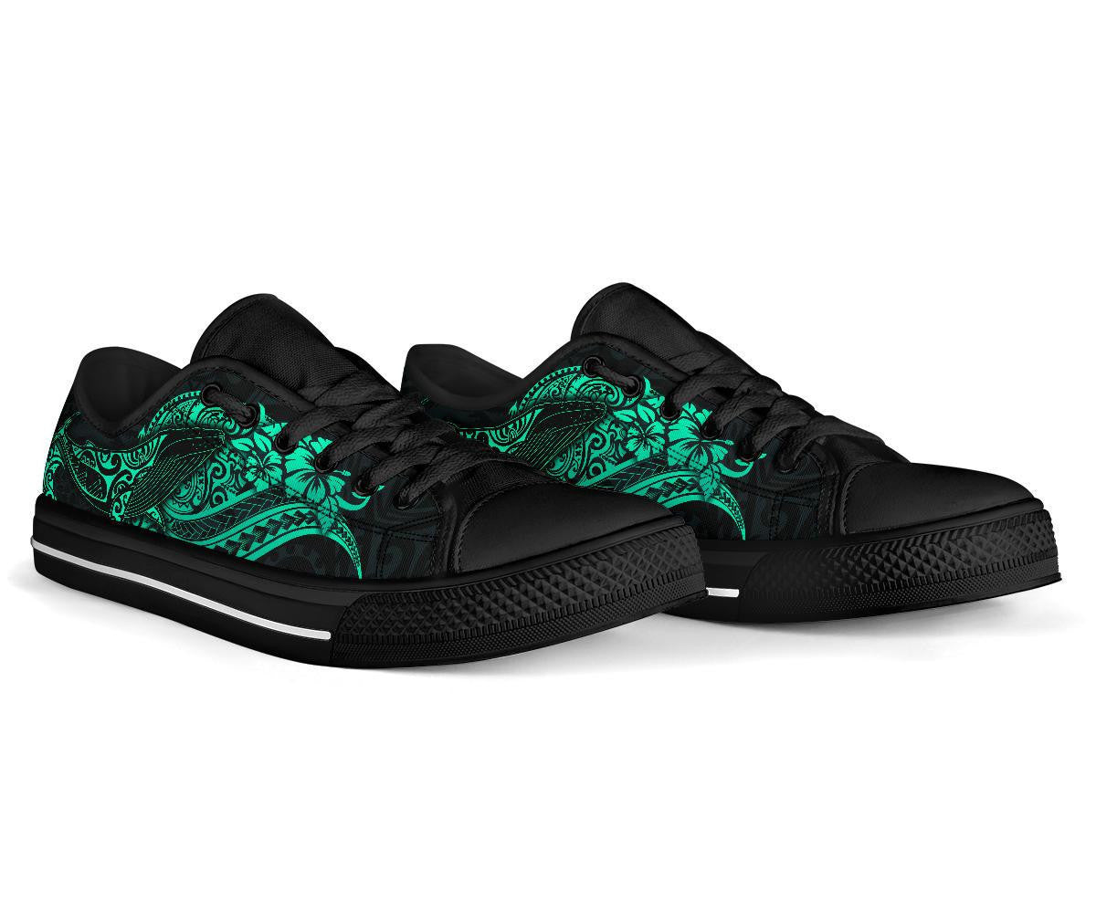 Polynesian Hawaii Low Top Shoes Polynesian Turquoise Humpback Whale