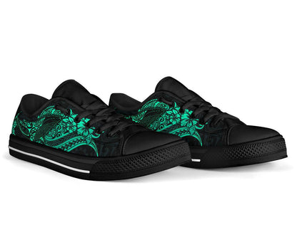 Polynesian Hawaii Low Top Shoes Polynesian Turquoise Humpback Whale
