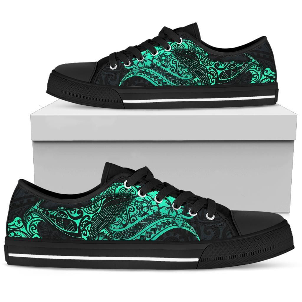 Polynesian Hawaii Low Top Shoes Polynesian Turquoise Humpback Whale
