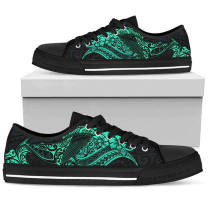 Polynesian Hawaii Low Top Shoes Polynesian Turquoise Humpback Whale