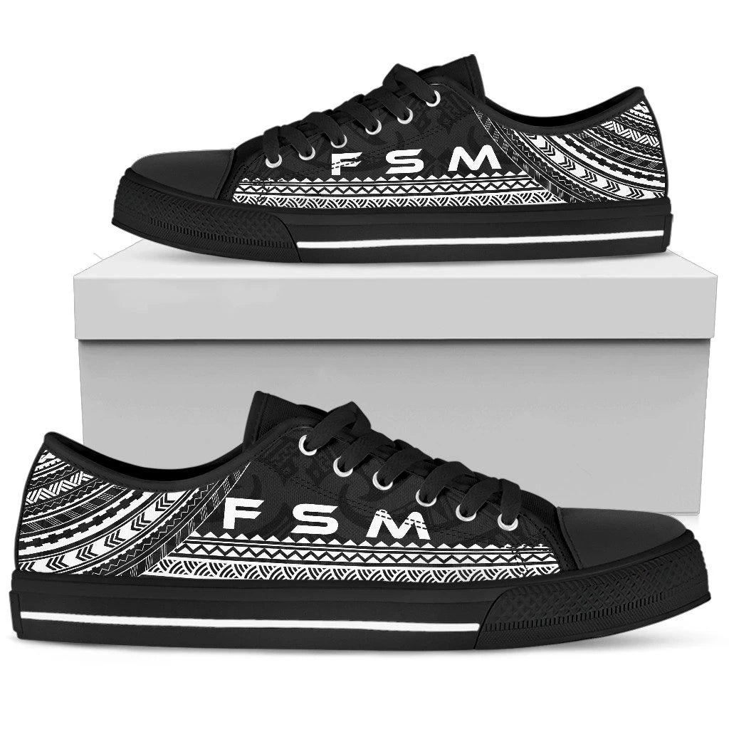 Federated States Of Micronesia Low Top Shoes Polynesian Black Chief Version