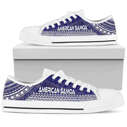 American Samoa Low Top Shoes Polynesian Flag Chief Version