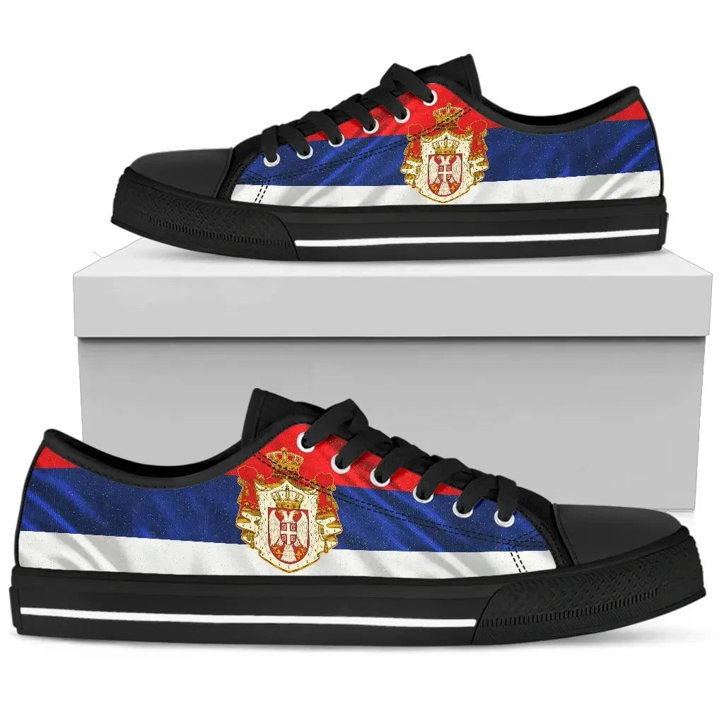 Serbia Waving Flag Low Top Shoes