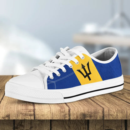 Barbados Flag Low Top Canvas Shoes