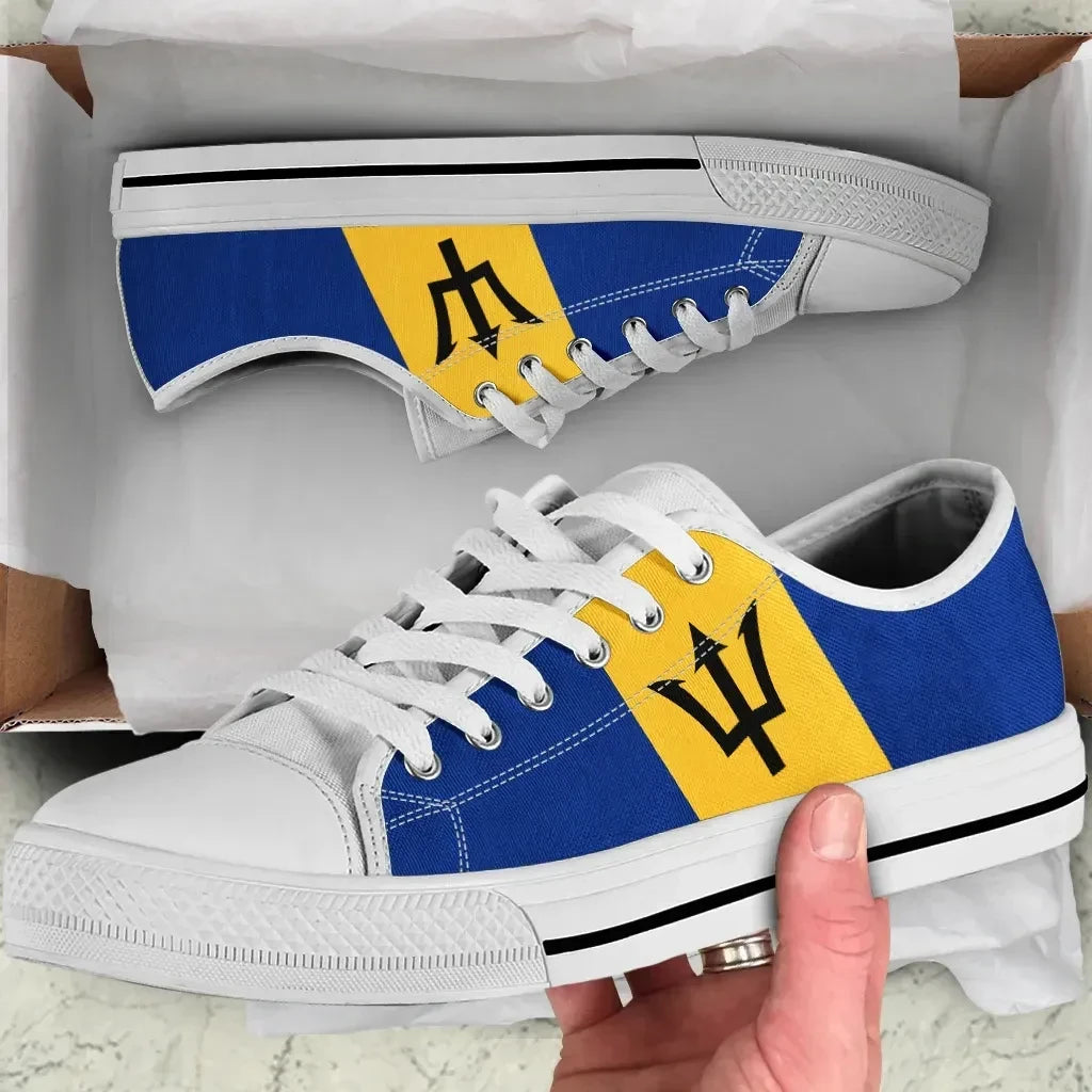 Barbados Flag Low Top Canvas Shoes