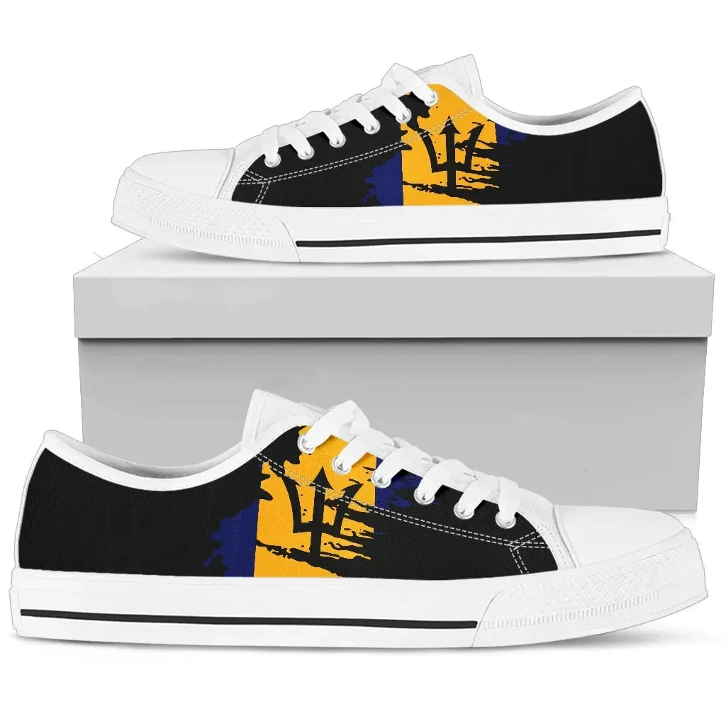 Barbados Low Top Shoe Flag Painting Th5