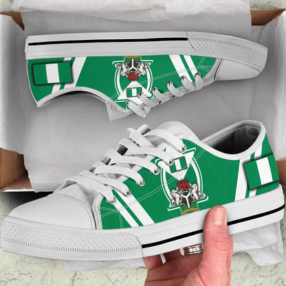 Nigeria Low Top Shoes Nigerian Flag And Coat Of Arms Boa Me Na Me Mmoa Wo
