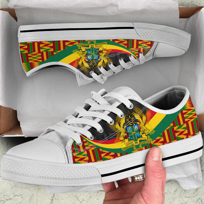 Ghana Low Top Shoes Ghana Coat Of Arms And Kente Patterns